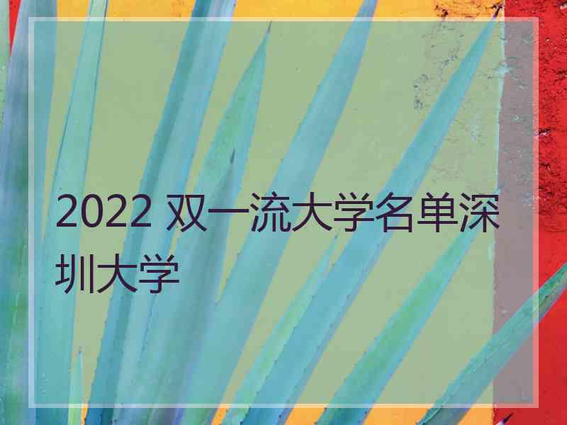 2022 双一流大学名单深圳大学