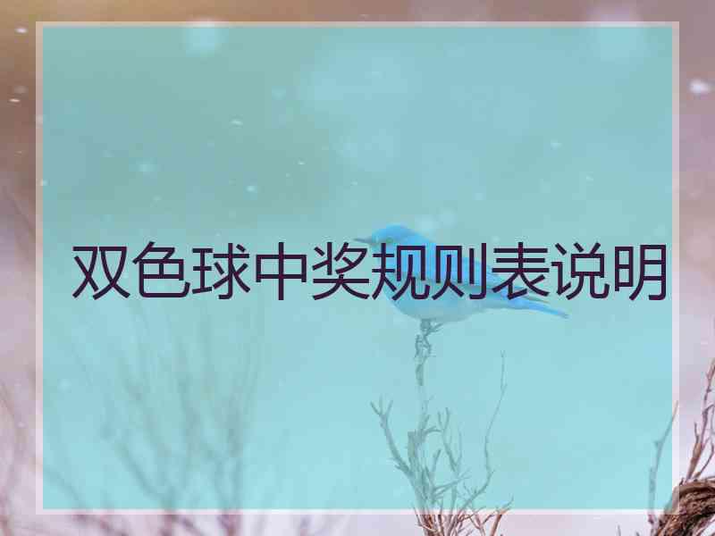 双色球中奖规则表说明