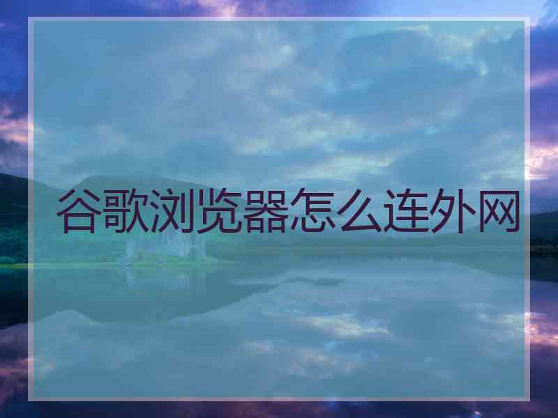 谷歌浏览器怎么连外网