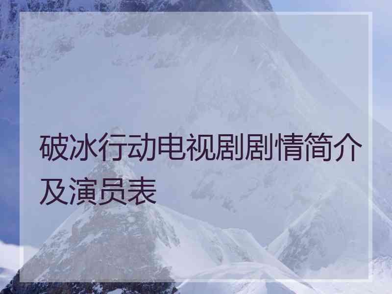 破冰行动电视剧剧情简介及演员表
