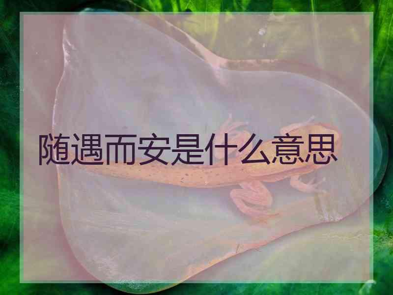 随遇而安是什么意思