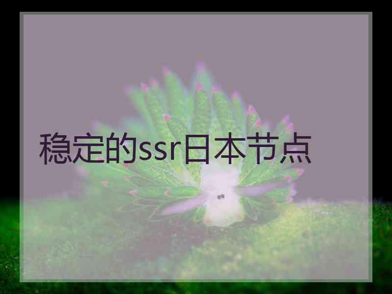 稳定的ssr日本节点